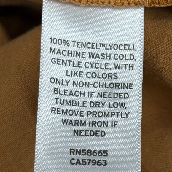 Caslon Button Down Womens Orange Tencel Soft Belted Midi Short Sleeve Dress sz M - Picture 15 of 16